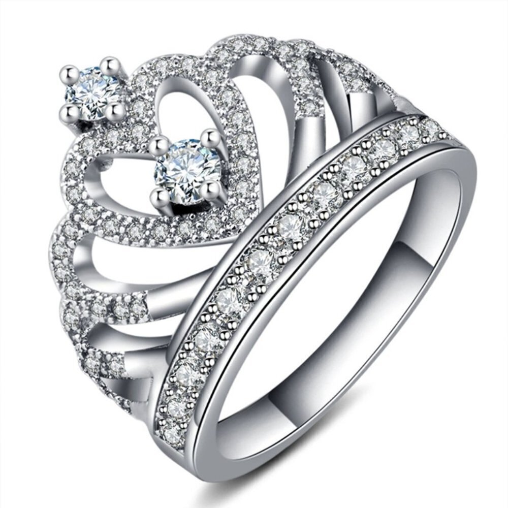 🎁 Fashion Luxury Hollow Crystal Sweet Heart Lovely Ring for Women, PD518